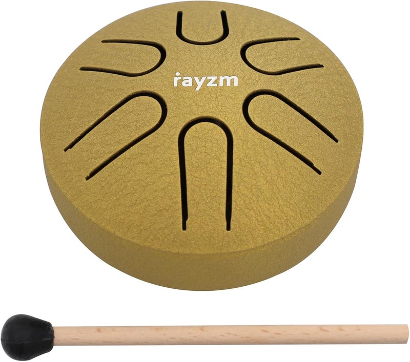 Rayzm Pocket Titanium Steel Tongue Drum, 3 Inches (8cm) 6 Tones A-Key Handpan Tank Drum, Mini Hand Drum Pentatonic Scale Percussion Instrument. - Image 1